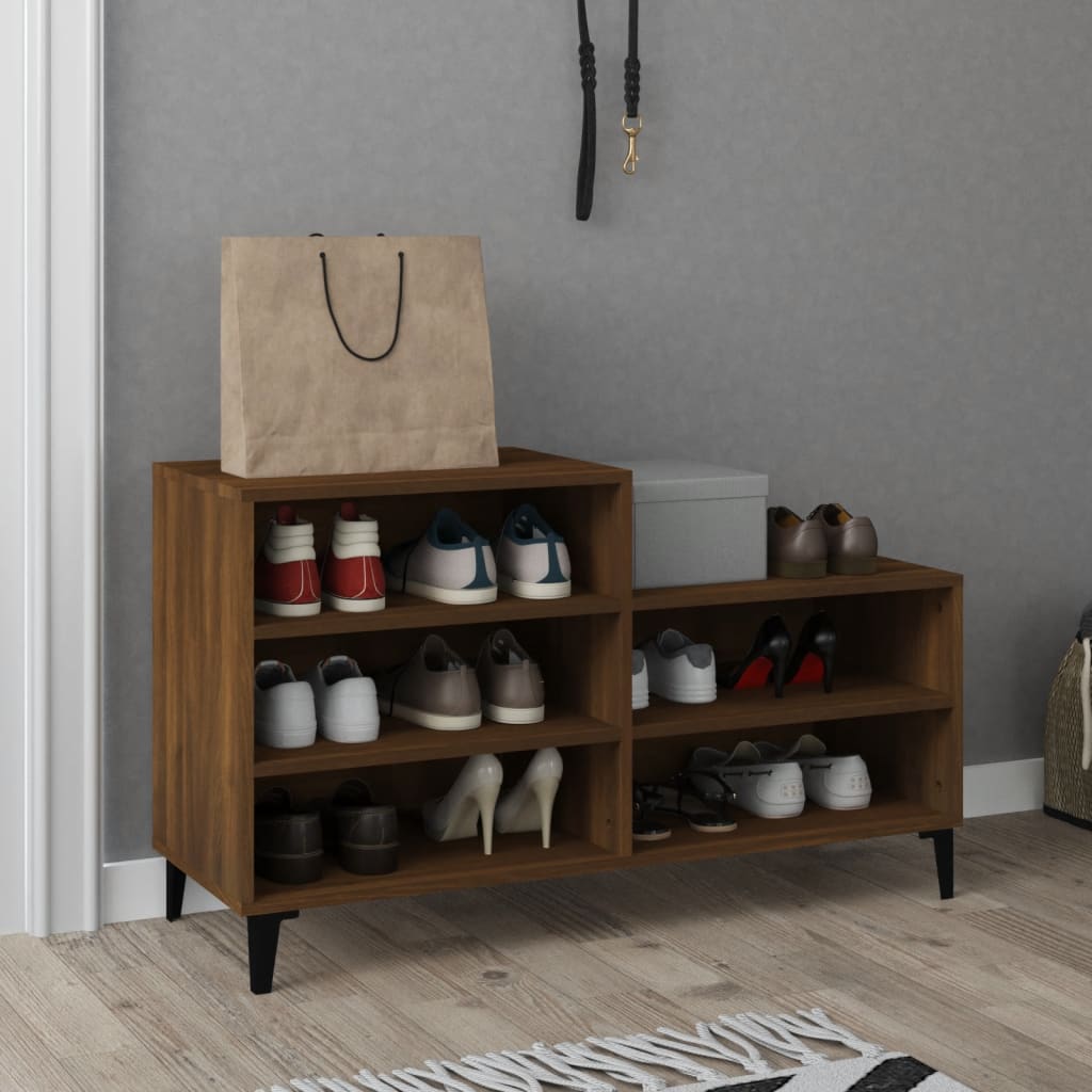 Schoenenkast 102x36x60 cm bewerkt hout bruin eikenkleur is nu te koop bij PeponiXL, paradijselijk wonen!