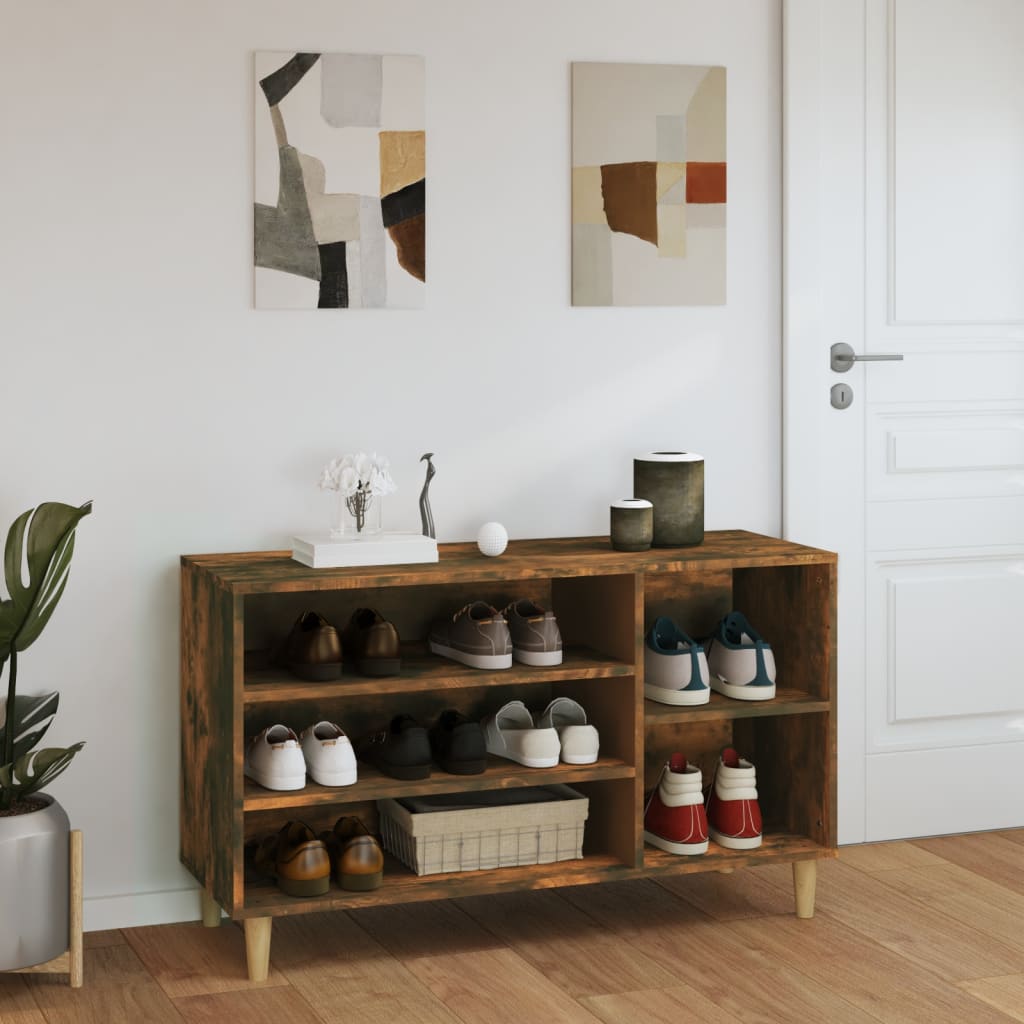 Schoenenkast 102x36x60 cm bewerkt hout gerookt eikenkleurig is nu te koop bij PeponiXL, paradijselijk wonen!