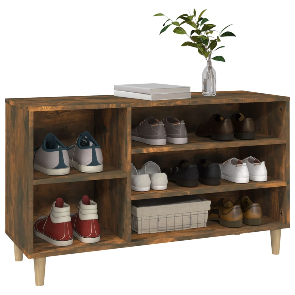 Schoenenkast 102x36x60 cm bewerkt hout gerookt eikenkleurig is nu te koop bij PeponiXL, paradijselijk wonen!