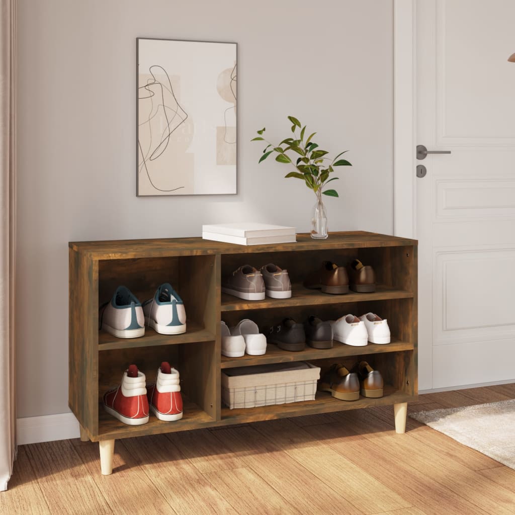 Schoenenkast 102x36x60 cm bewerkt hout gerookt eikenkleurig is nu te koop bij PeponiXL, paradijselijk wonen!