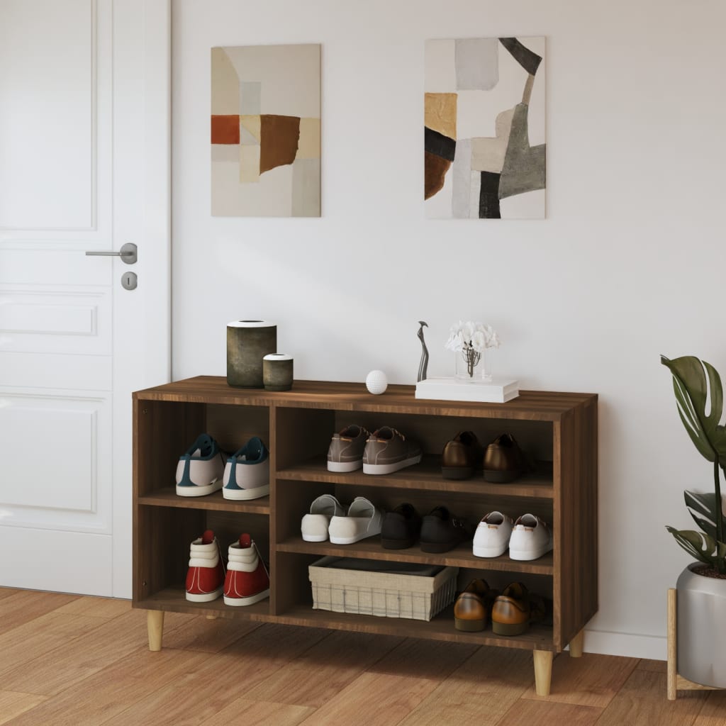Schoenenkast 102x36x60 cm bewerkt hout bruin eikenkleur is nu te koop bij PeponiXL, paradijselijk wonen!