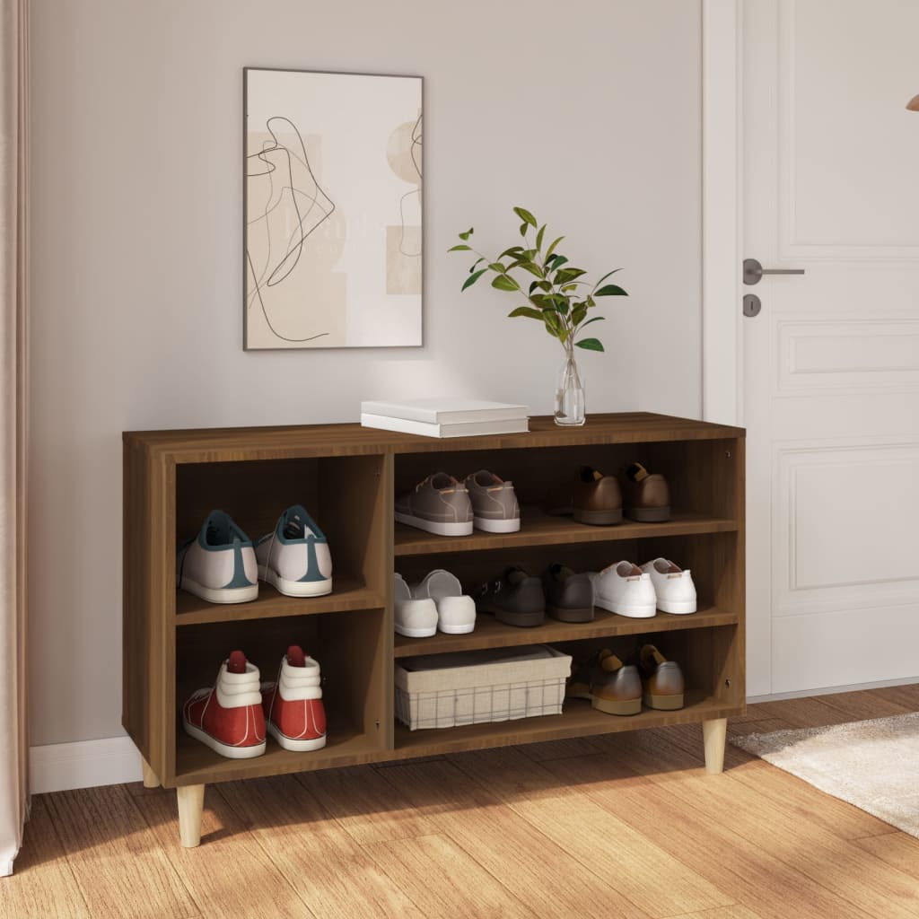 Schoenenkast 102x36x60 cm bewerkt hout bruin eikenkleur is nu te koop bij PeponiXL, paradijselijk wonen!