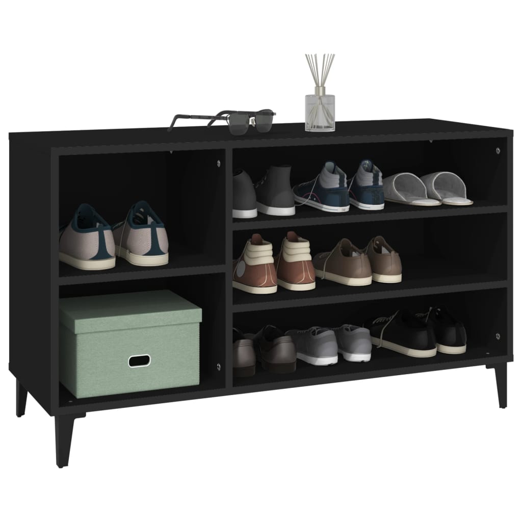 Schoenenkast 102x36x60 cm bewerkt hout zwart is nu te koop bij PeponiXL, paradijselijk wonen!