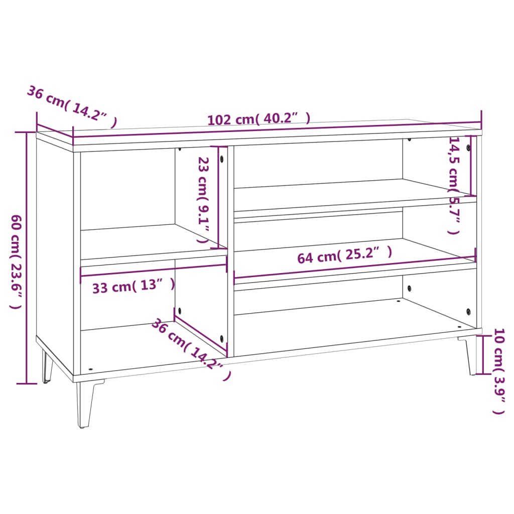 Schoenenkast 102x36x60 cm bewerkt hout zwart is nu te koop bij PeponiXL, paradijselijk wonen!