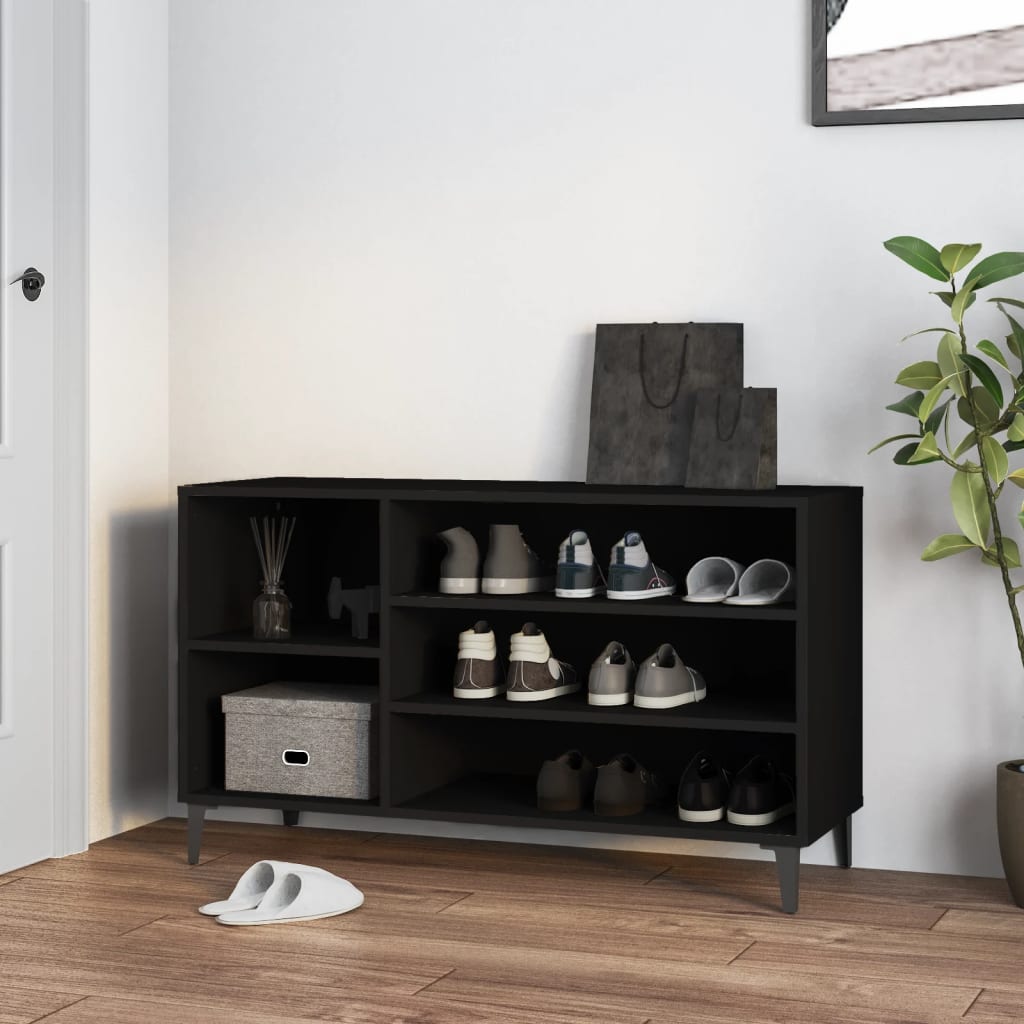 Schoenenkast 102x36x60 cm bewerkt hout zwart is nu te koop bij PeponiXL, paradijselijk wonen!