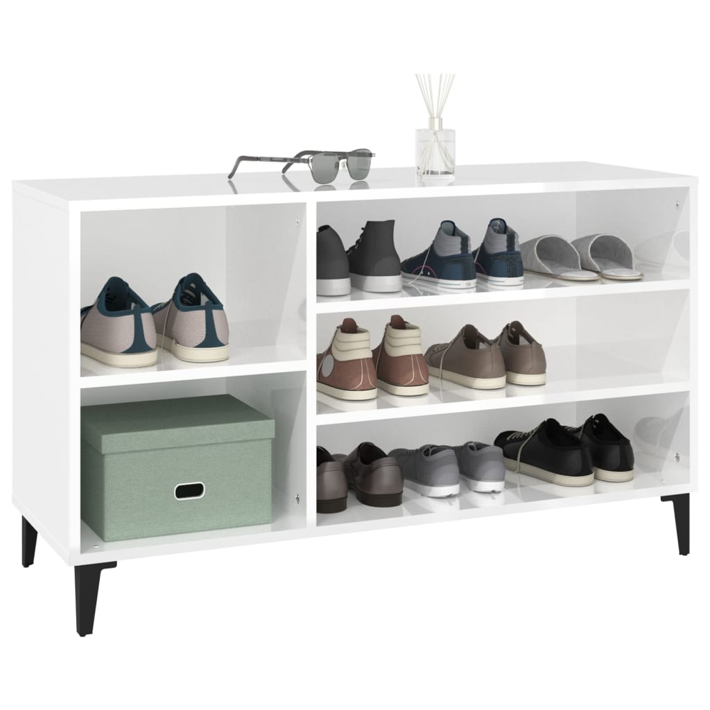 Schoenenkast 102x36x60 cm bewerkt hout hoogglans wit is nu te koop bij PeponiXL, paradijselijk wonen!