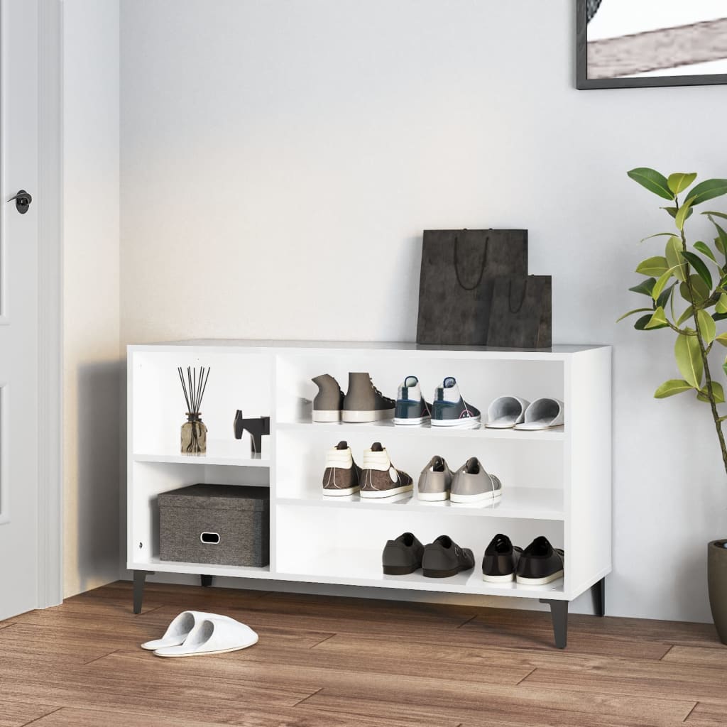 Schoenenkast 102x36x60 cm bewerkt hout hoogglans wit is nu te koop bij PeponiXL, paradijselijk wonen!