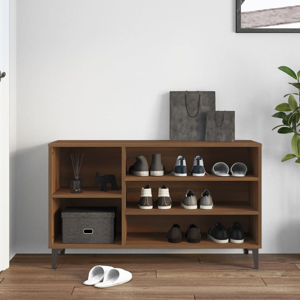 Schoenenkast 102x36x60 cm bewerkt hout bruin eikenkleur is nu te koop bij PeponiXL, paradijselijk wonen!