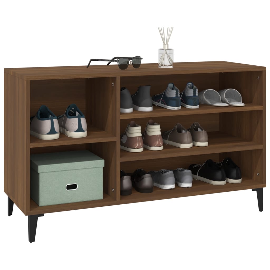 Schoenenkast 102x36x60 cm bewerkt hout bruin eikenkleur is nu te koop bij PeponiXL, paradijselijk wonen!