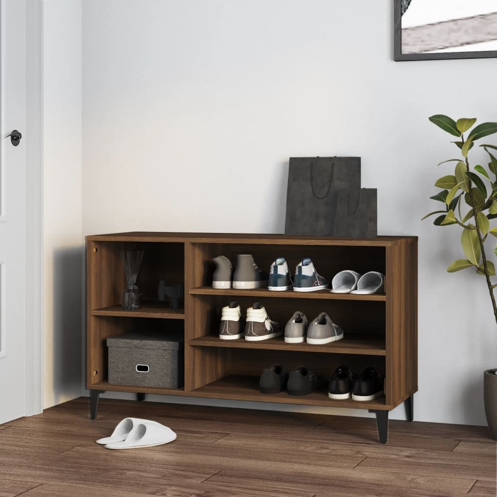 Schoenenkast 102x36x60 cm bewerkt hout bruin eikenkleur is nu te koop bij PeponiXL, paradijselijk wonen!