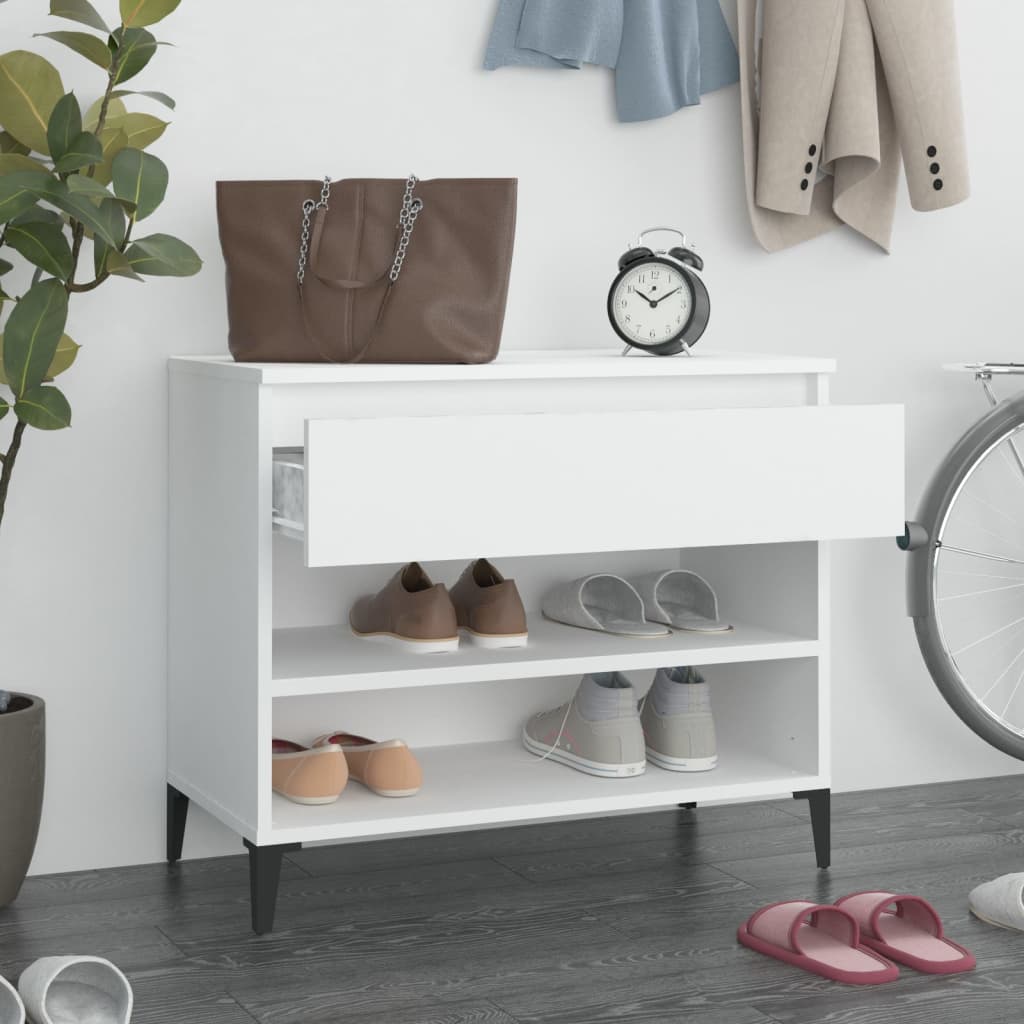 Schoenenkast 70x36x60 cm bewerkt hout wit is nu te koop bij PeponiXL, paradijselijk wonen!