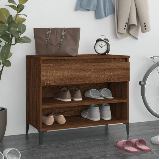 Schoenenkast 70x36x60 cm bewerkt hout gerookt eikenkleurig is nu te koop bij PeponiXL, paradijselijk wonen!