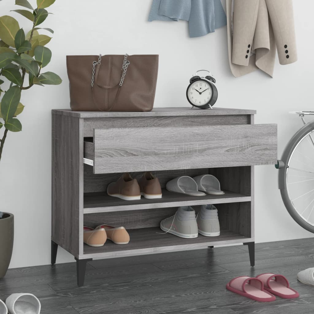 Schoenenkast 70x36x60 cm bewerkt hout sonoma grijs is nu te koop bij PeponiXL, paradijselijk wonen!