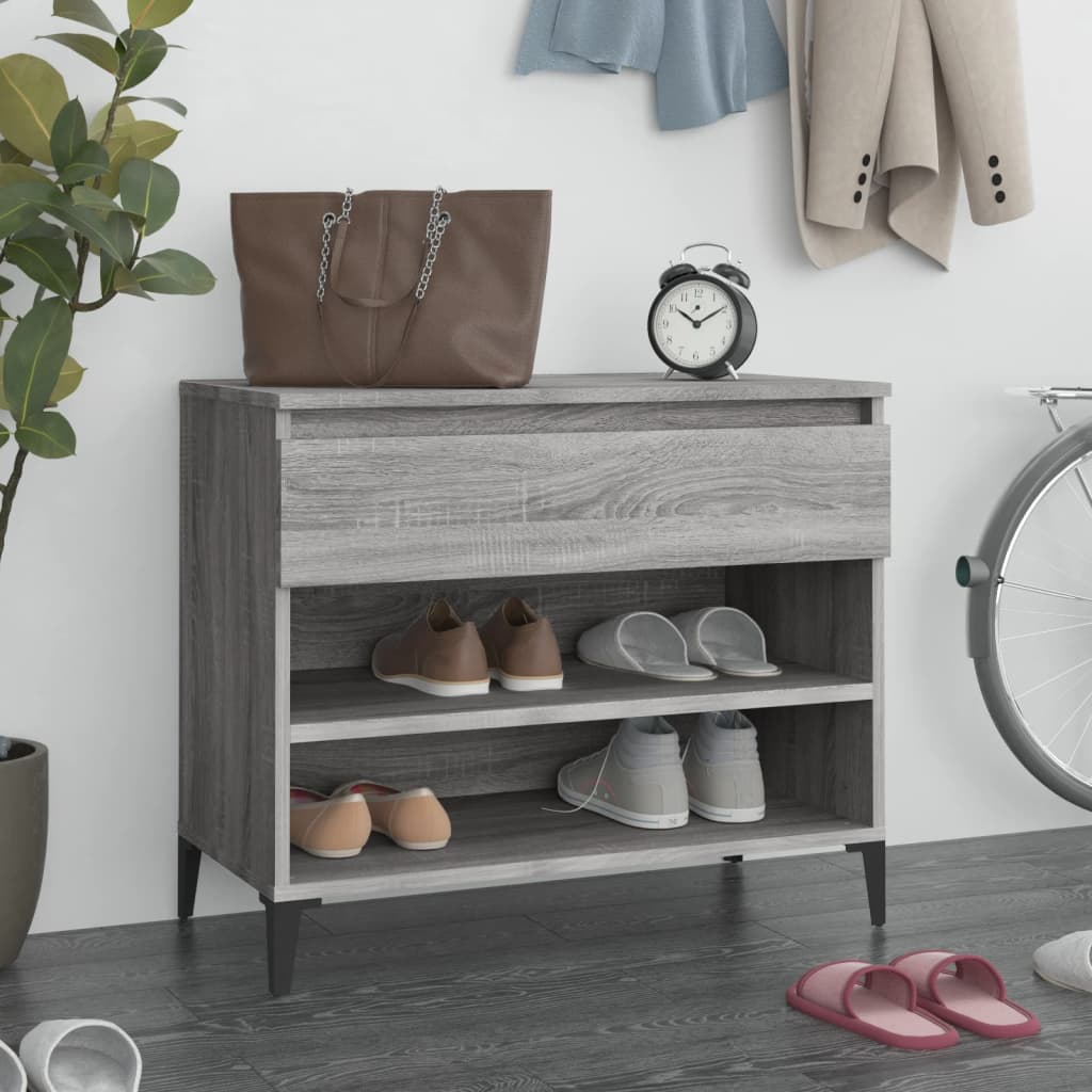 Schoenenkast 70x36x60 cm bewerkt hout sonoma grijs is nu te koop bij PeponiXL, paradijselijk wonen!