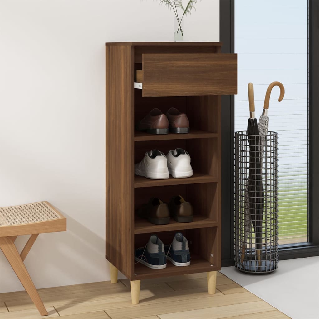 Schoenenkast 40x36x105 cm bewerkt hout bruin eikenkleur is nu te koop bij PeponiXL, paradijselijk wonen!