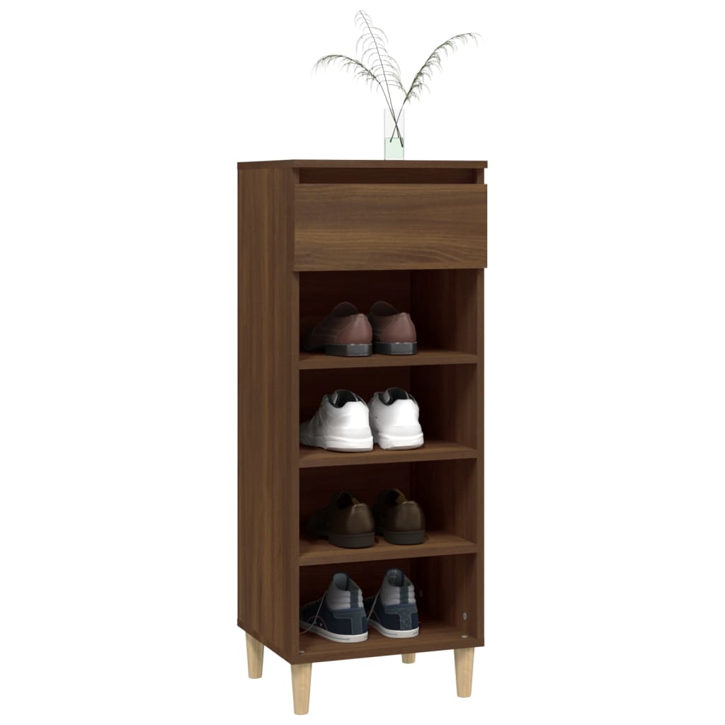 Schoenenkast 40x36x105 cm bewerkt hout bruin eikenkleur is nu te koop bij PeponiXL, paradijselijk wonen!