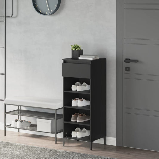 Schoenenrek 40x36x105 cm bewerkt hout zwart is nu te koop bij PeponiXL, paradijselijk wonen!