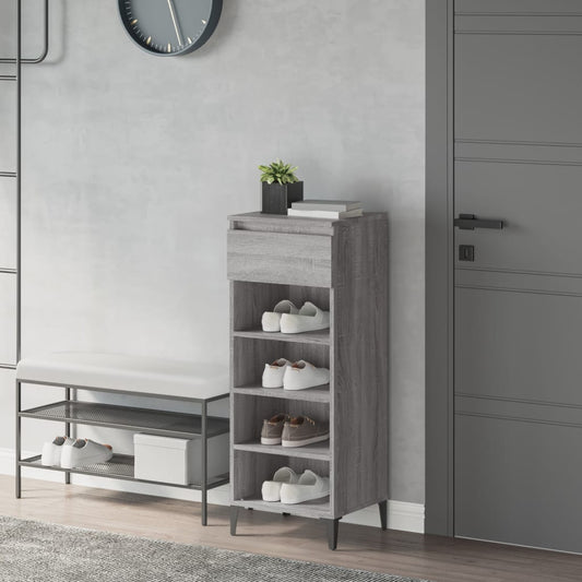 Schoenenrek 40x36x105 cm bewerkt hout grijs sonoma eikenkleurig is nu te koop bij PeponiXL, paradijselijk wonen!
