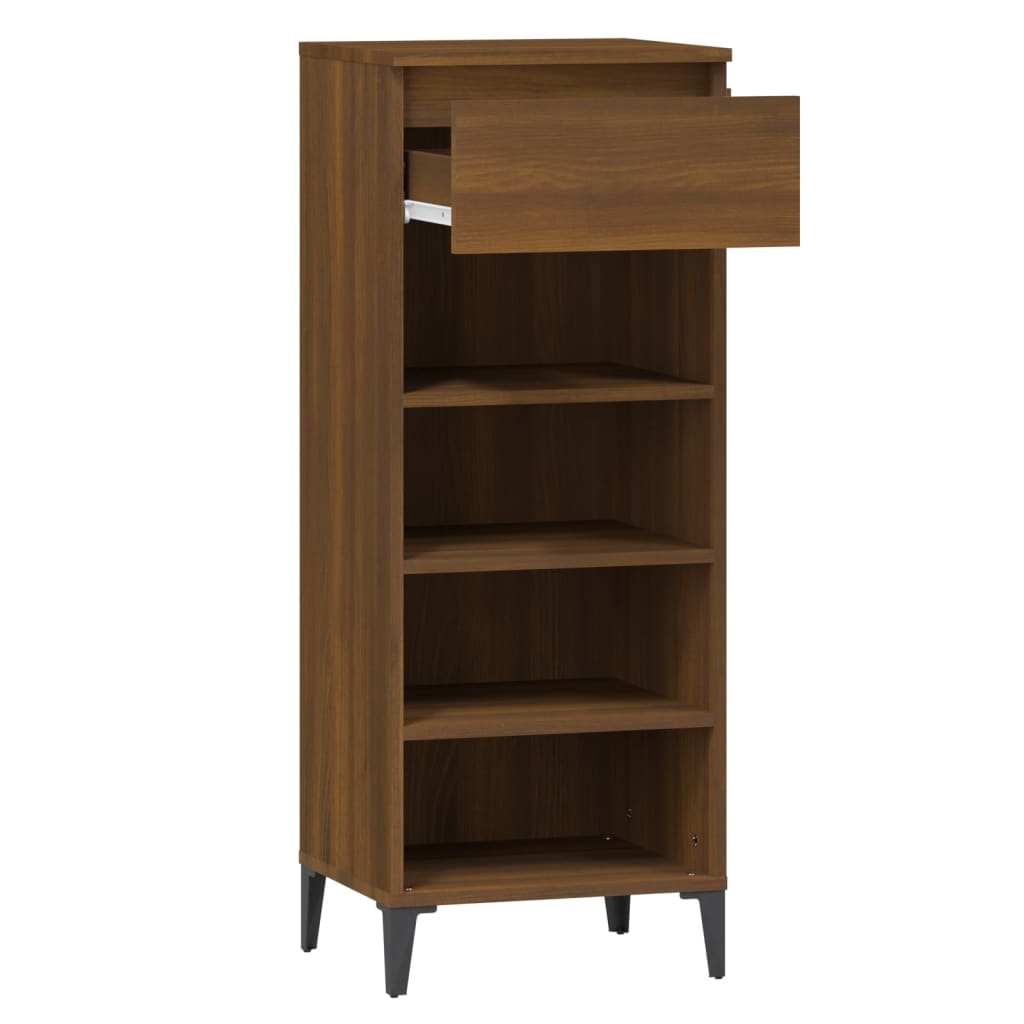 Schoenenrek 40x36x105 cm bewerkt hout bruin eikenkleur is nu te koop bij PeponiXL, paradijselijk wonen!
