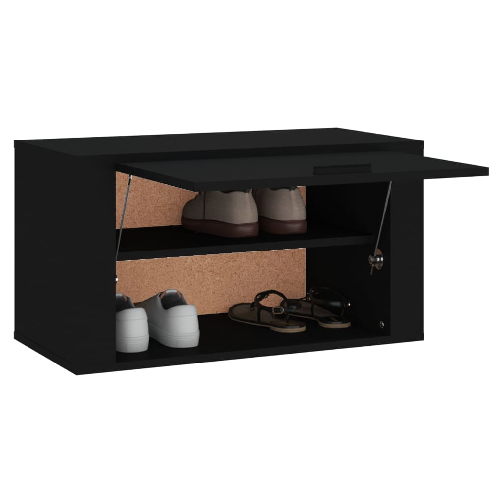 Wandschoenenkast 70x35x38 cm bewerkt hout zwart is nu te koop bij PeponiXL, paradijselijk wonen!