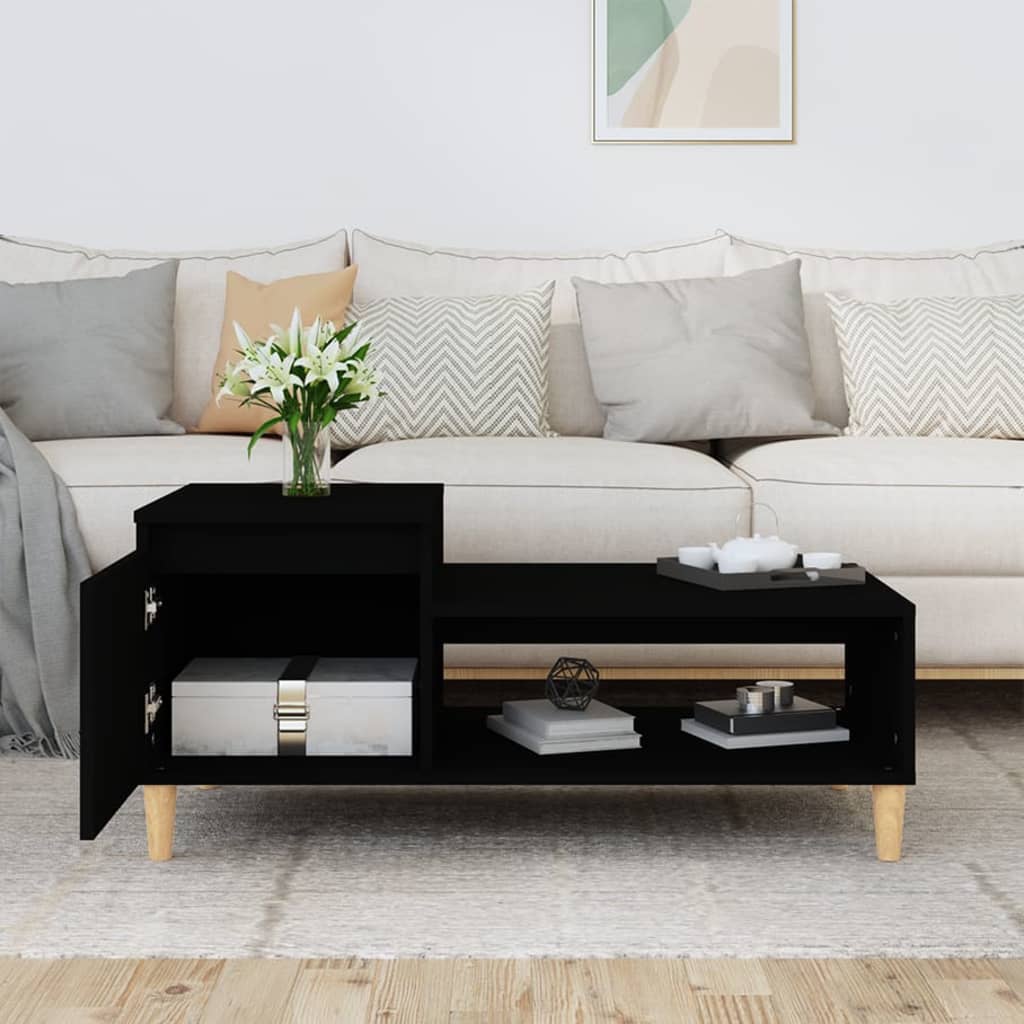 Salontafel 100x50x45 cm bewerkt hout zwart is nu te koop bij PeponiXL, paradijselijk wonen!