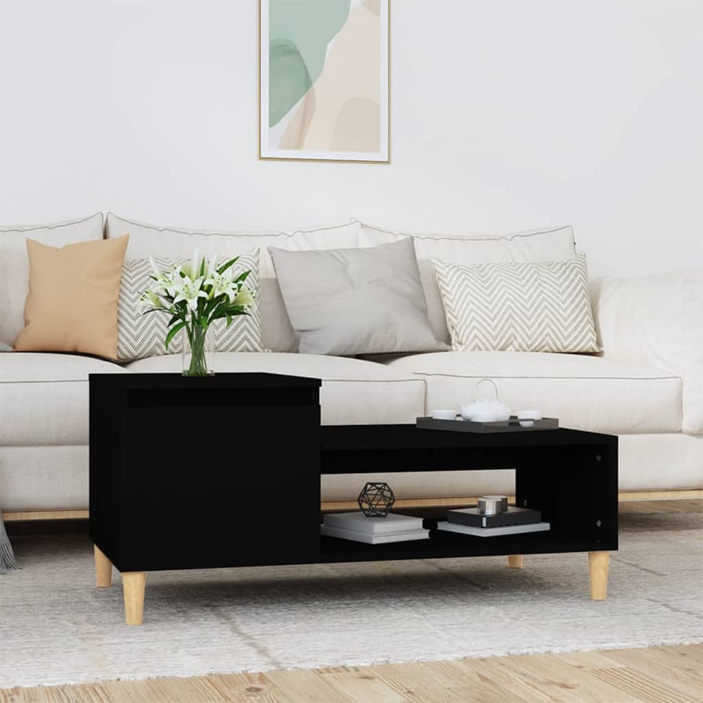 Salontafel 100x50x45 cm bewerkt hout zwart is nu te koop bij PeponiXL, paradijselijk wonen!