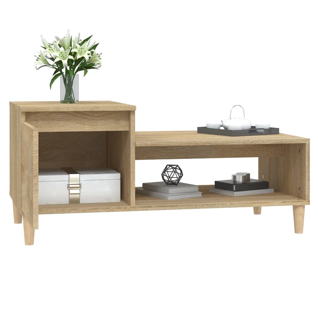 Salontafel 100x50x45 cm bewerkt hout sonoma eiken is nu te koop bij PeponiXL, paradijselijk wonen!
