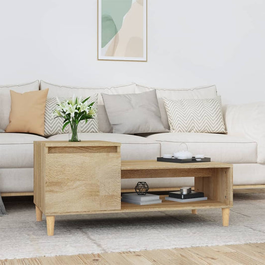 Salontafel 100x50x45 cm bewerkt hout sonoma eiken is nu te koop bij PeponiXL, paradijselijk wonen!