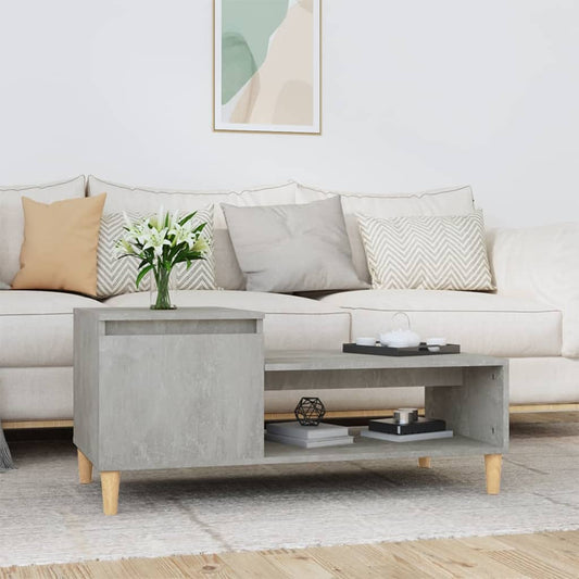 Salontafel 100x50x45 cm bewerkt hout betongrijs is nu te koop bij PeponiXL, paradijselijk wonen!