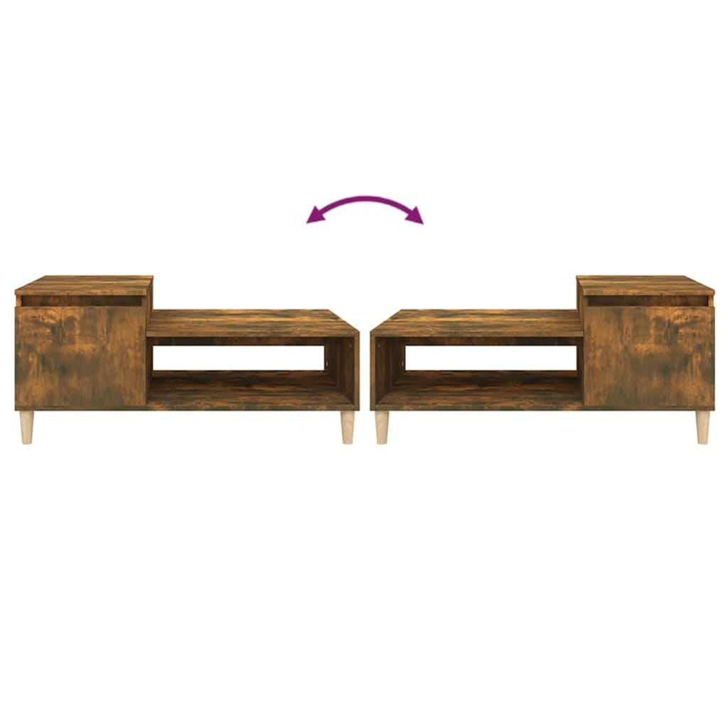 Salontafel 100x50x45 cm bewerkt hout gerookt eikenkleurig is nu te koop bij PeponiXL, paradijselijk wonen!