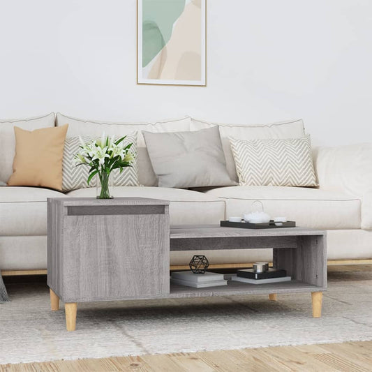 Salontafel 100x50x45 cm bewerkt hout grijs sonoma is nu te koop bij PeponiXL, paradijselijk wonen!