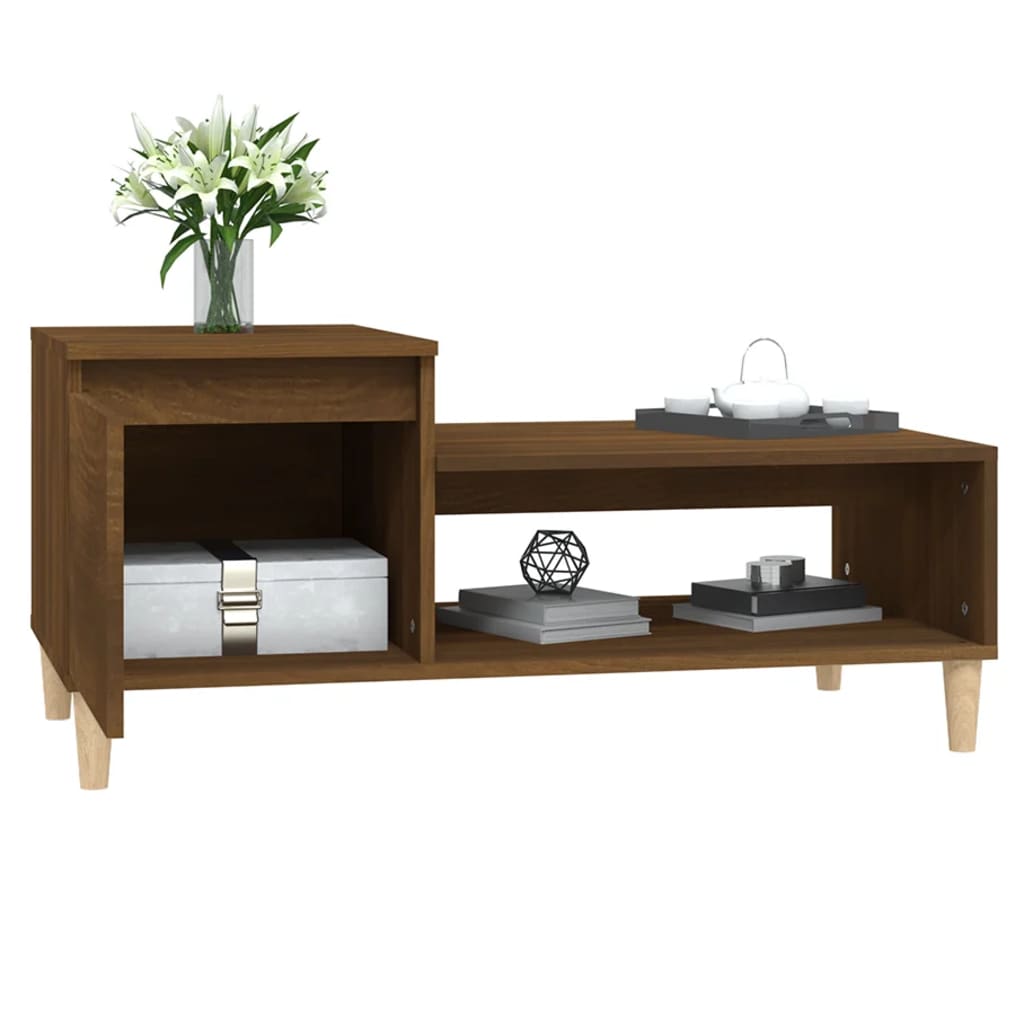 Salontafel 100x50x45 cm bewerkt hout bruineiken is nu te koop bij PeponiXL, paradijselijk wonen!
