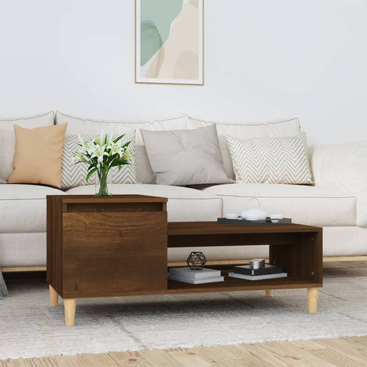 Salontafel 100x50x45 cm bewerkt hout bruineiken is nu te koop bij PeponiXL, paradijselijk wonen!