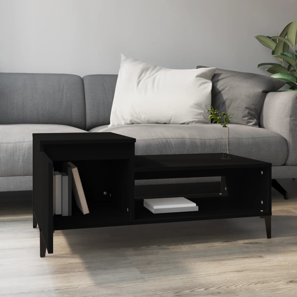 Salontafel 100x50x45 cm bewerkt hout zwart is nu te koop bij PeponiXL, paradijselijk wonen!