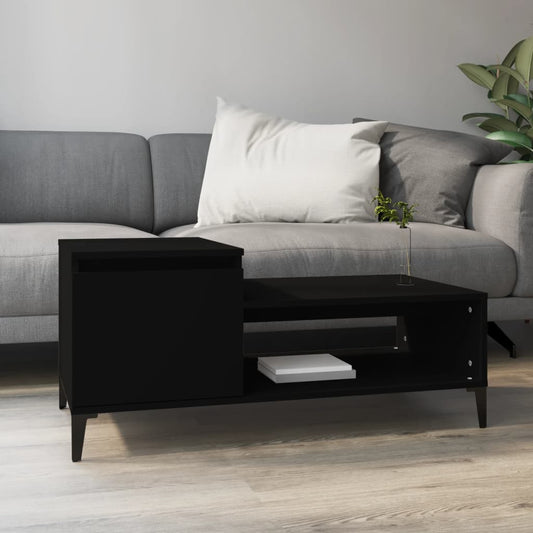 Salontafel 100x50x45 cm bewerkt hout zwart is nu te koop bij PeponiXL, paradijselijk wonen!