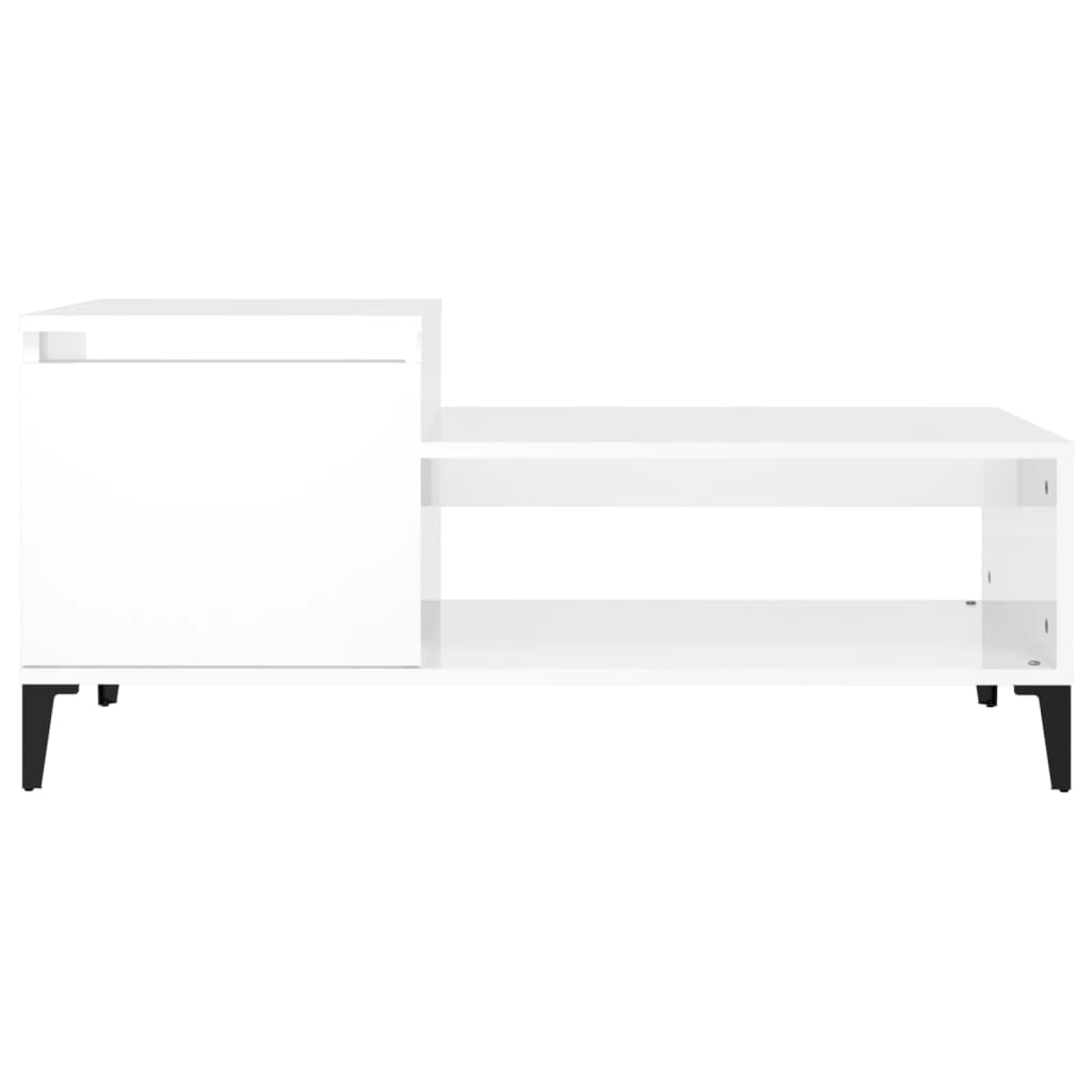 Salontafel 100x50x45 cm bewerkt hout hoogglans wit is nu te koop bij PeponiXL, paradijselijk wonen!