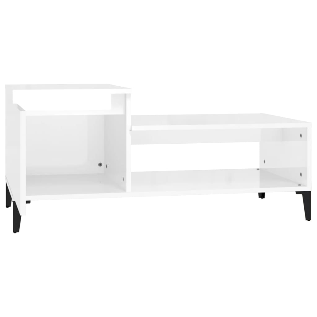 Salontafel 100x50x45 cm bewerkt hout hoogglans wit is nu te koop bij PeponiXL, paradijselijk wonen!