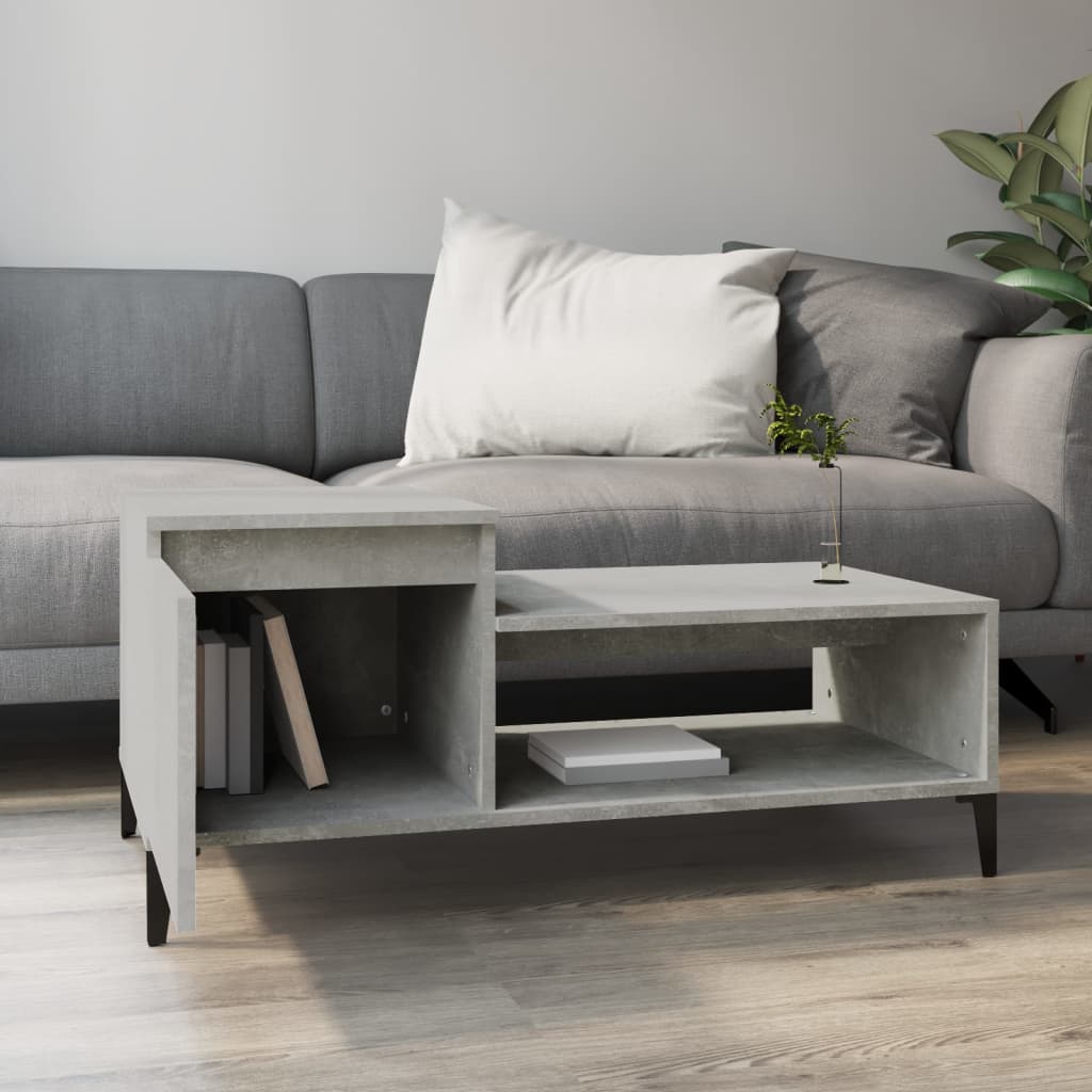 Salontafel 100x50x45 cm bewerkt hout betongrijs is nu te koop bij PeponiXL, paradijselijk wonen!