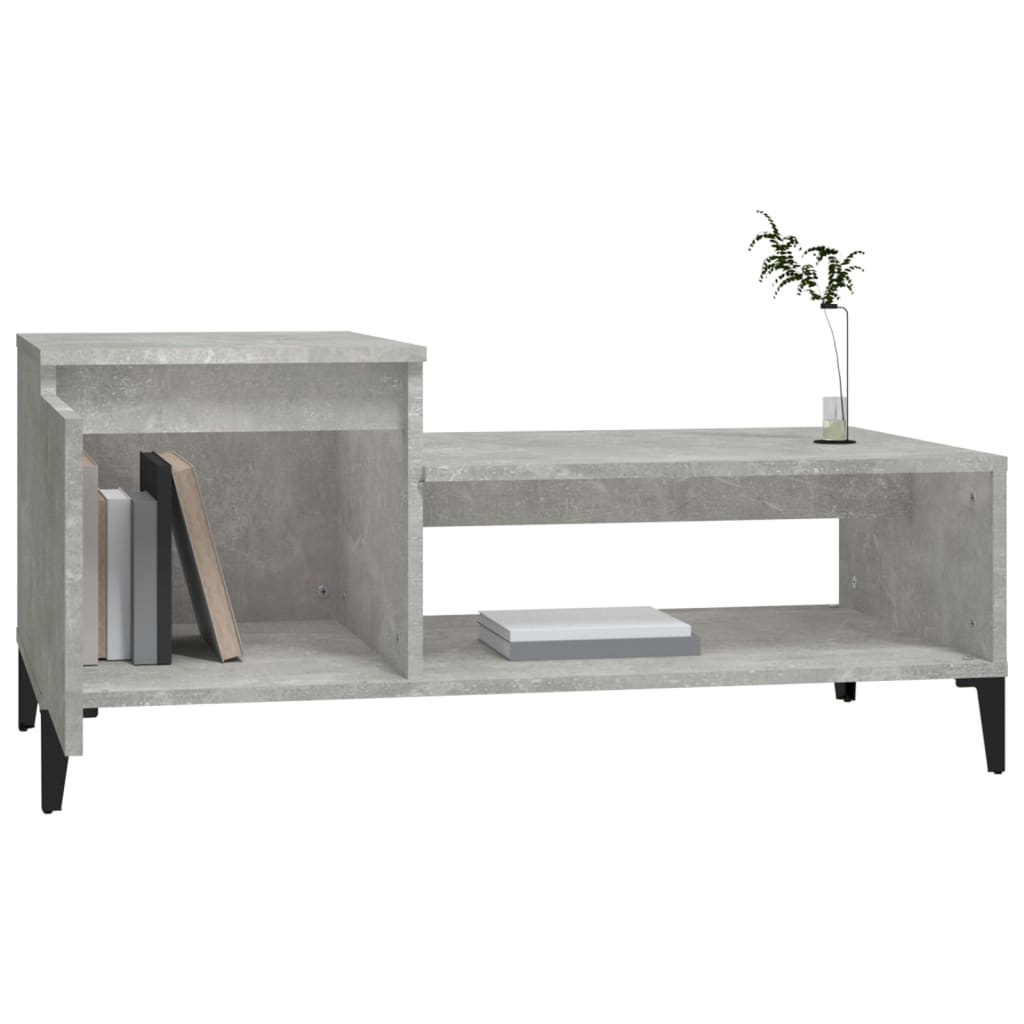 Salontafel 100x50x45 cm bewerkt hout betongrijs is nu te koop bij PeponiXL, paradijselijk wonen!