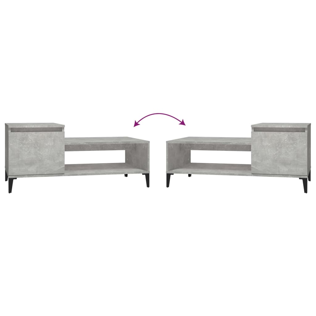 Salontafel 100x50x45 cm bewerkt hout betongrijs is nu te koop bij PeponiXL, paradijselijk wonen!