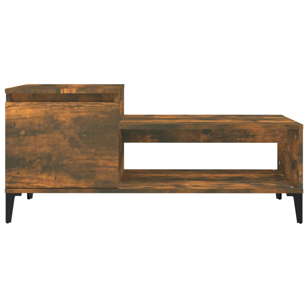 Salontafel 100x50x45 cm bewerkt hout gerookt eikenkleurig is nu te koop bij PeponiXL, paradijselijk wonen!