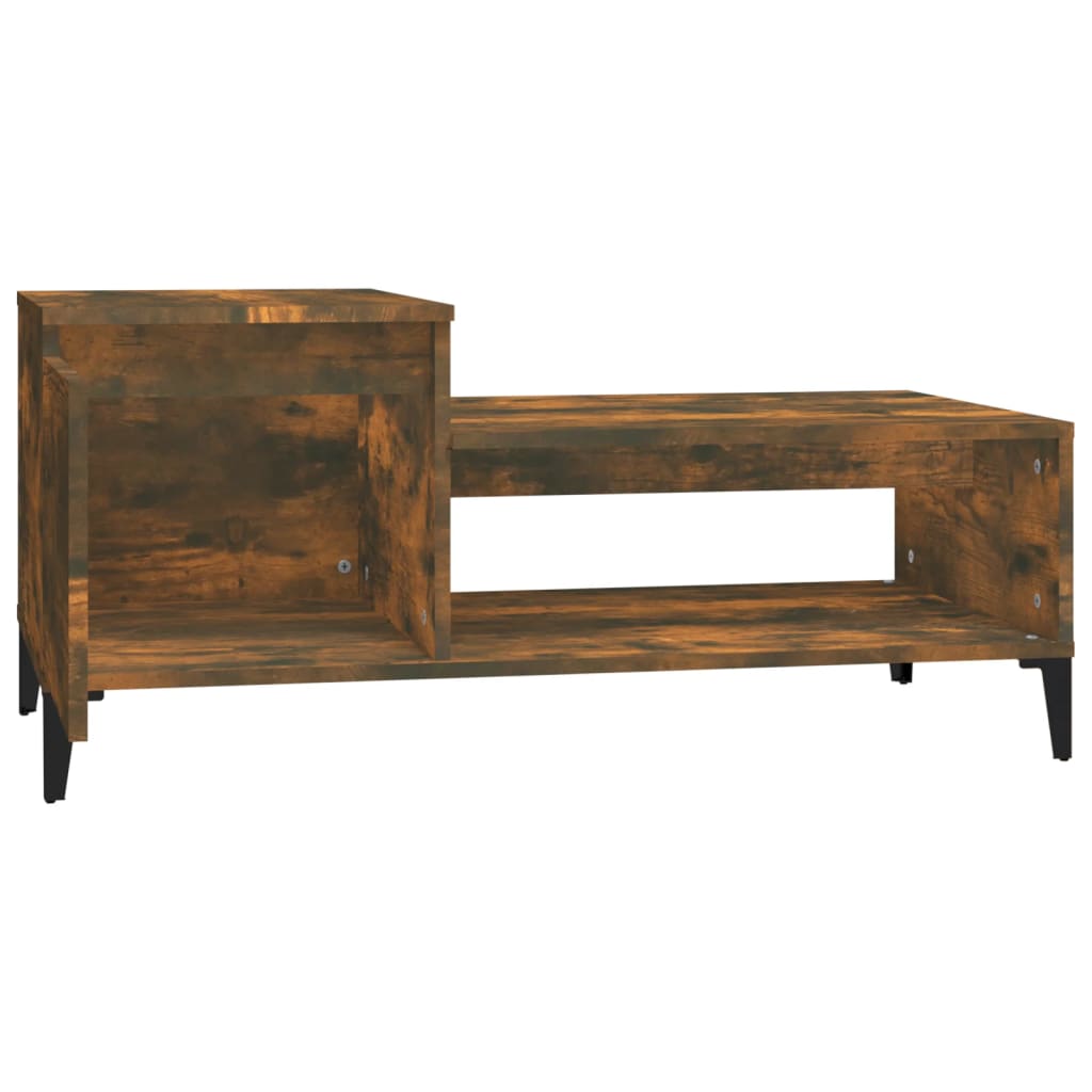 Salontafel 100x50x45 cm bewerkt hout gerookt eikenkleurig is nu te koop bij PeponiXL, paradijselijk wonen!