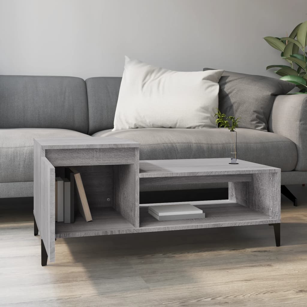 Salontafel 100x50x45 cm bewerkt hout grijs sonoma is nu te koop bij PeponiXL, paradijselijk wonen!