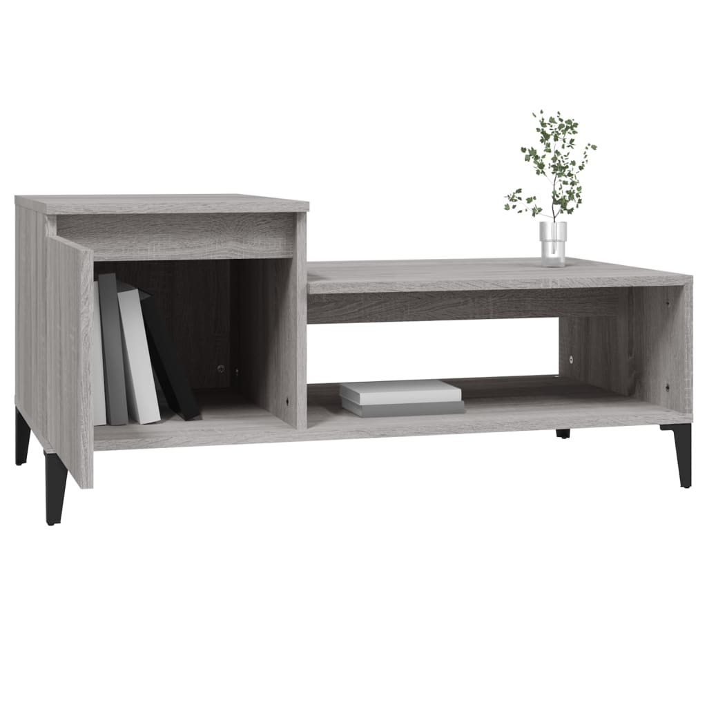 Salontafel 100x50x45 cm bewerkt hout grijs sonoma is nu te koop bij PeponiXL, paradijselijk wonen!