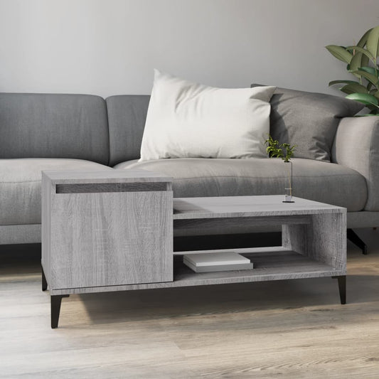 Salontafel 100x50x45 cm bewerkt hout grijs sonoma is nu te koop bij PeponiXL, paradijselijk wonen!