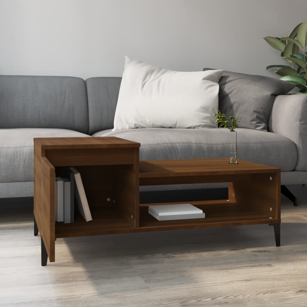 Salontafel 100x50x45 cm bewerkt hout bruineiken is nu te koop bij PeponiXL, paradijselijk wonen!