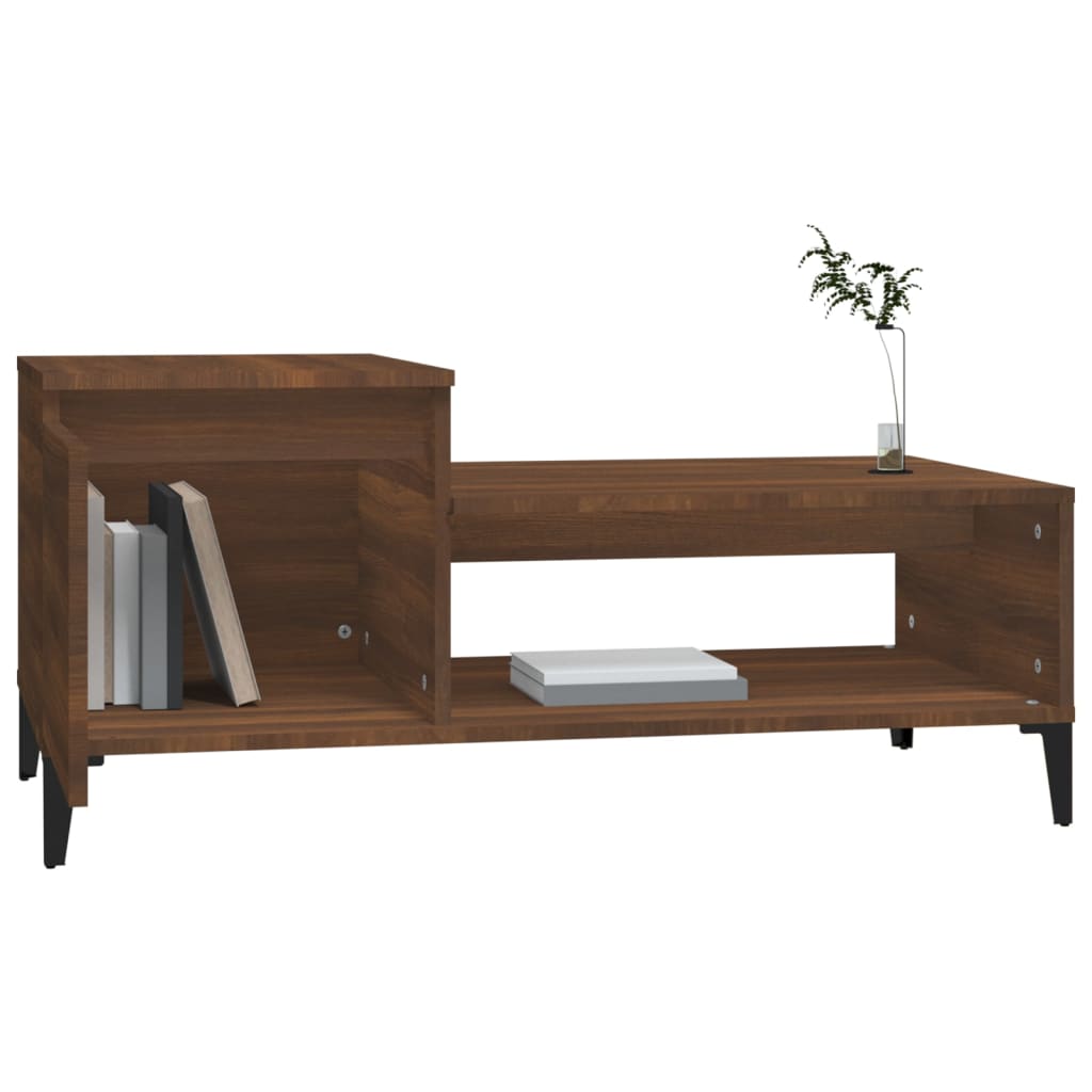 Salontafel 100x50x45 cm bewerkt hout bruineiken is nu te koop bij PeponiXL, paradijselijk wonen!