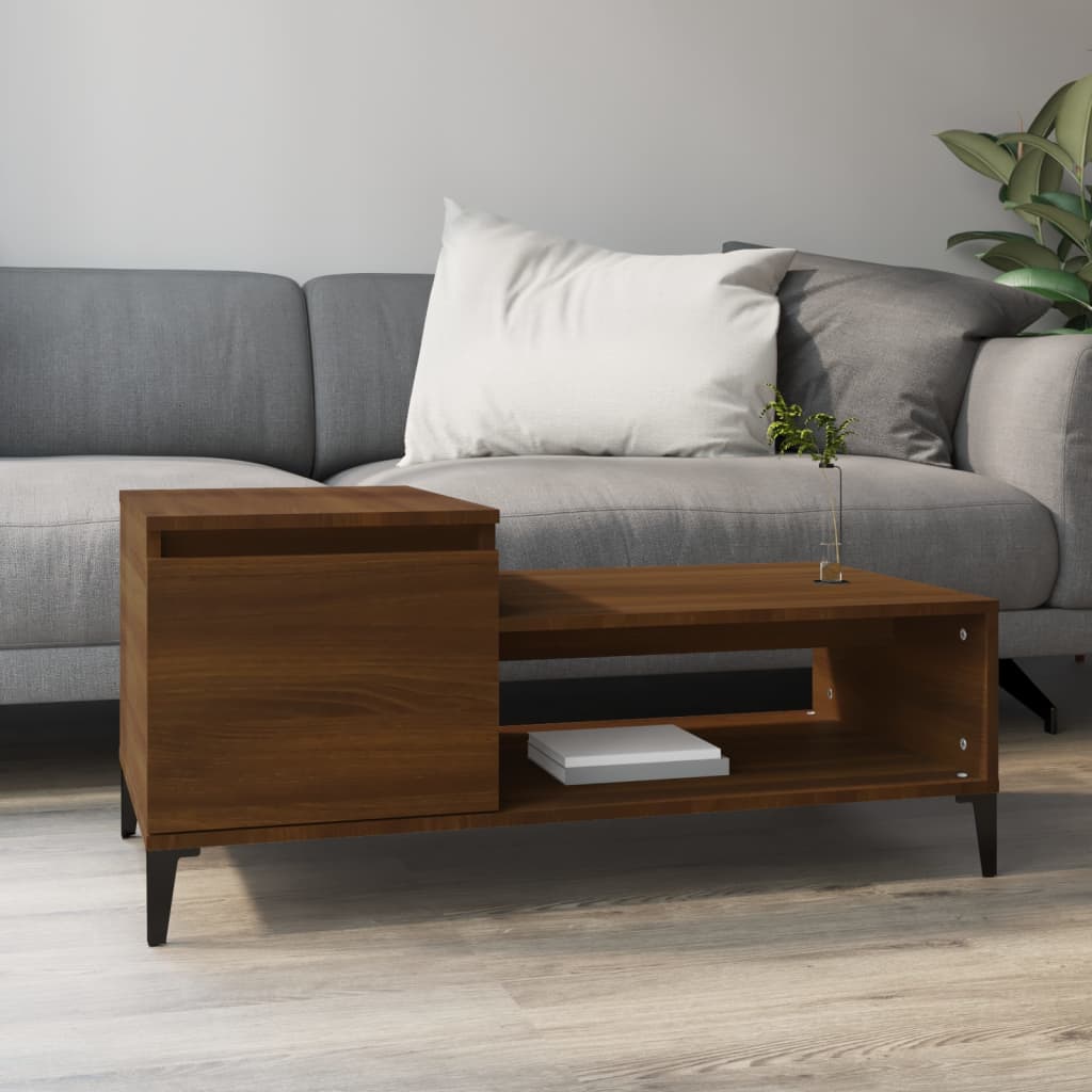 Salontafel 100x50x45 cm bewerkt hout bruineiken is nu te koop bij PeponiXL, paradijselijk wonen!