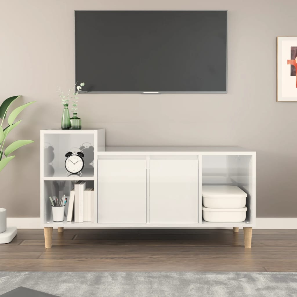 Tv-meubel 100x35x55 cm bewerkt hout hoogglans wit is nu te koop bij PeponiXL, paradijselijk wonen!