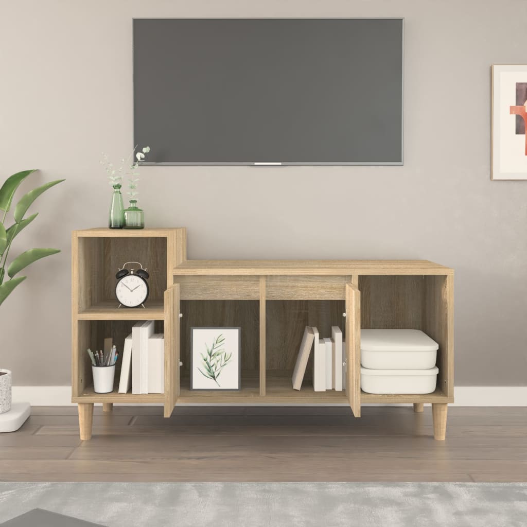 Tv-meubel 100x35x55 cm bewerkt hout sonoma eikenkleurig is nu te koop bij PeponiXL, paradijselijk wonen!